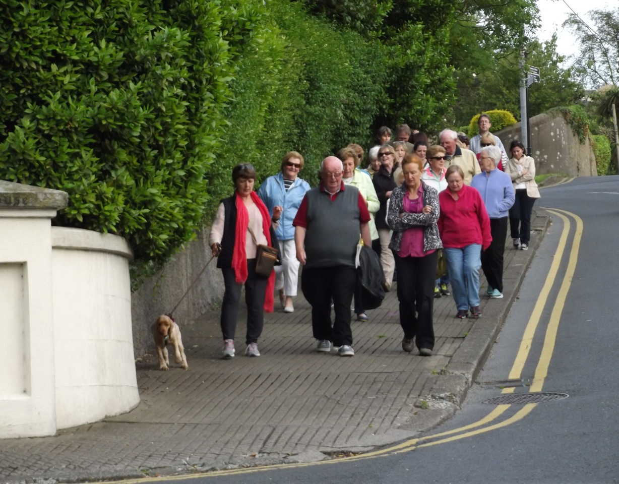 John Finlay leads ICA members downhill near Mortons Lane