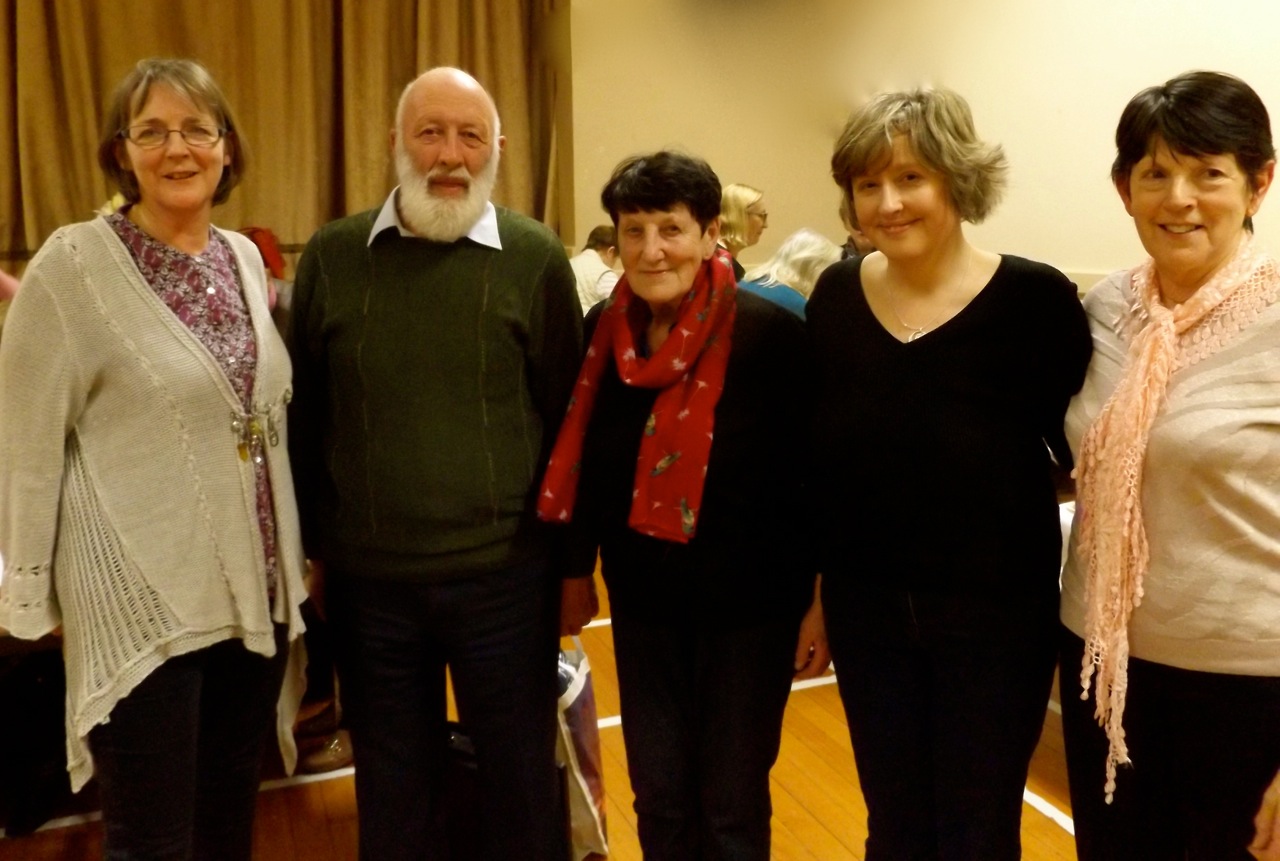Margaret Jones, Quiz Master Andy Merrigan, Statia Ivers (Deputising for Wicklow Federation President Madge Kenny), Susanna Braswell, and Catherine Wynne